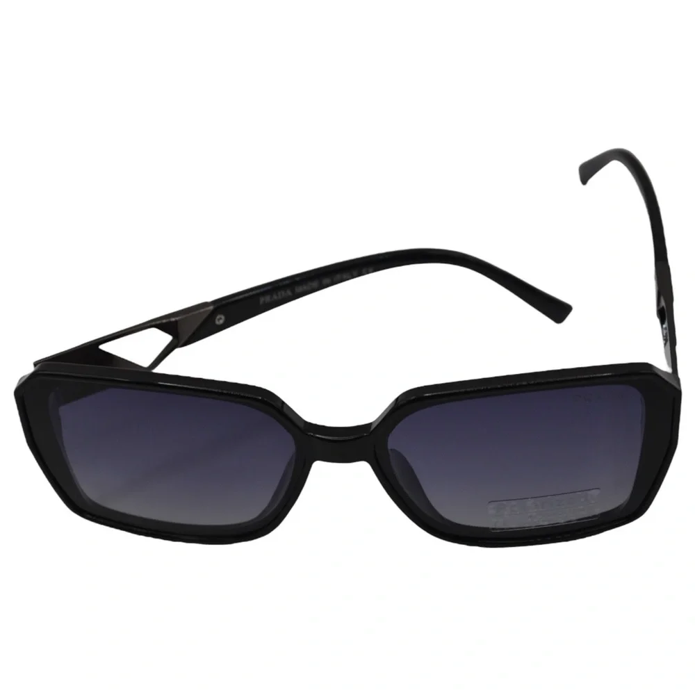 Prada Women’s Polarized Sunglasses | Black/Gunmetal | Gray-Purple Gradient - Picture 9 of 16